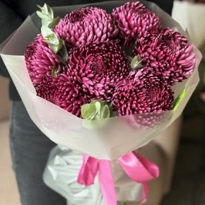 Букет "Виноградный" из 7 хризантем Бигоуди в Серпухове