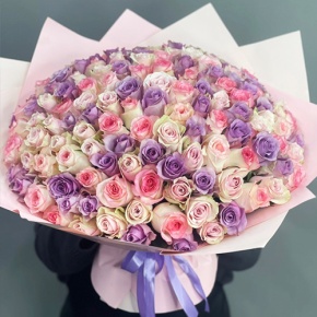 Букет из 101 розы нежный микс (40 см) в Серпухове