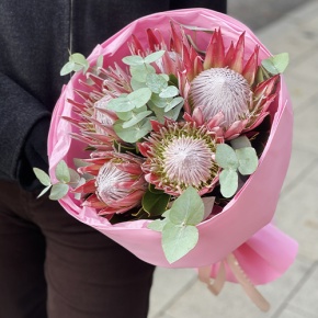 Букет из 5 протей и эвкалипта в Серпухове