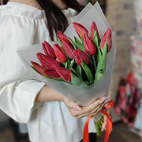Букет из 15 красных тюльпанов в Серпухове