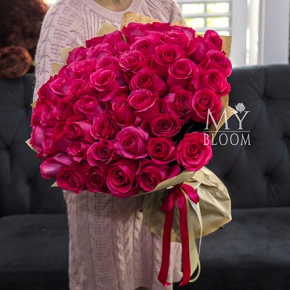 Букет 51 роза Эквадор Пинк Флоид (60 см) в Серпухове