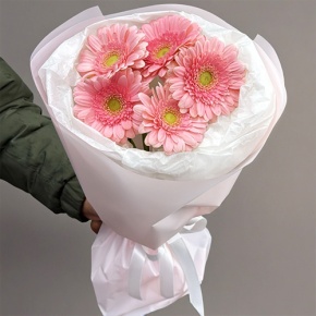 Букет из 5 розовых гербер мини в Серпухове