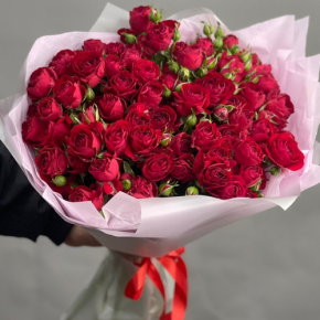 Букет из 17 красных кустовых пионовидных роз (50 см) в Серпухове