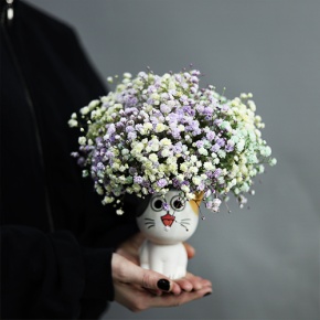 Композиция из гипсофил в керамическом кашпо в Серпухове